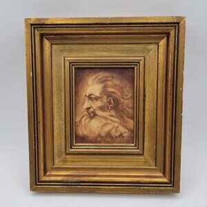 Vintage Sepia-Toned Framed Oil on Canvas Based on Michelangelo’s God the Father